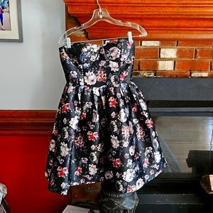 Strapless Floral Cocktail Dress